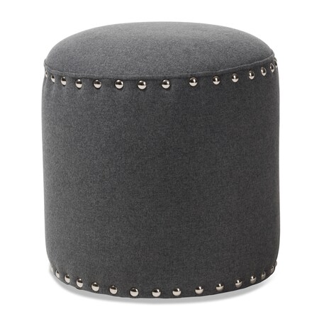 Baxton Studio Rosine Modern Dark Grey Upholstered Nail Trim Ottoman 143-8144